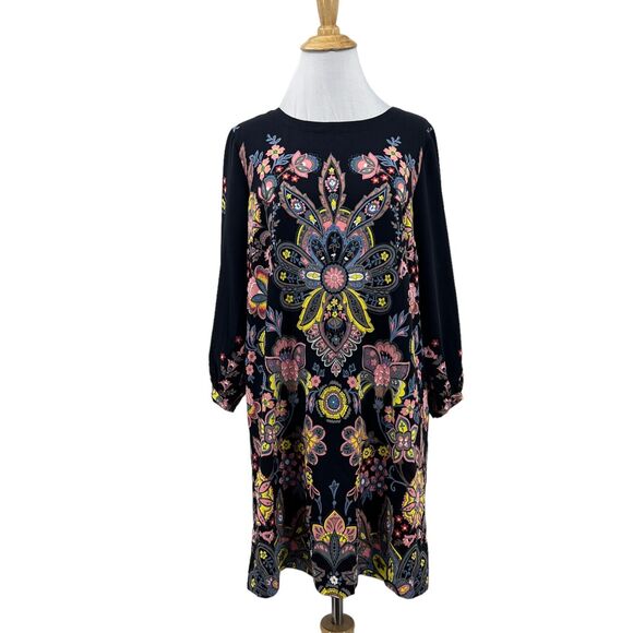 Loft Ann Taylor Dress Womens PS Small Petite Floral Mosaic Long Sleeve Back Zip - Picture 1 of 10